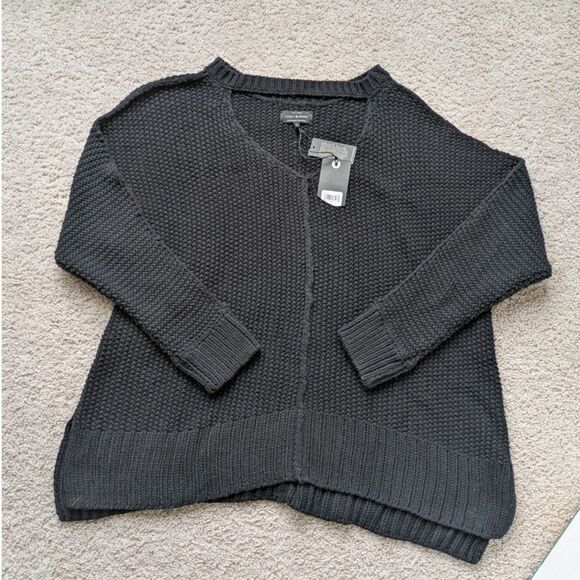 NWT Lucky Brand Steele Pullover Black Cut Out Chunky Knit Sweater Sz XL - Picture 5 of 10